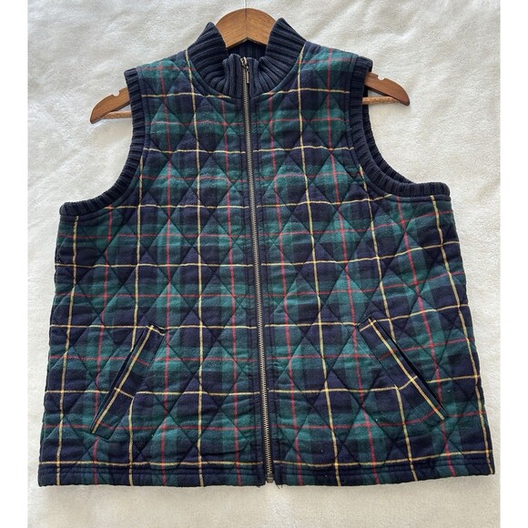 Chaus Sport Womens Vest Large Zip Tartan Plaid Quilted Academia Preppy Vintage - Picture 4 of 9